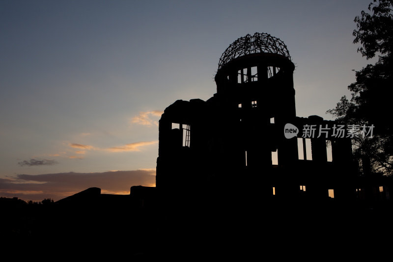 广岛原子弹爆炸圆顶(Genbaku Domu)，暮光之景